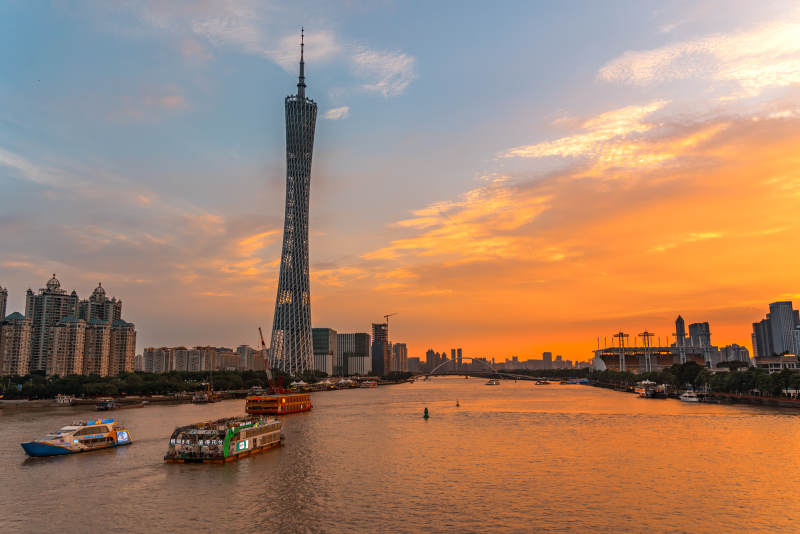 廣州塔夕陽下的城市風光