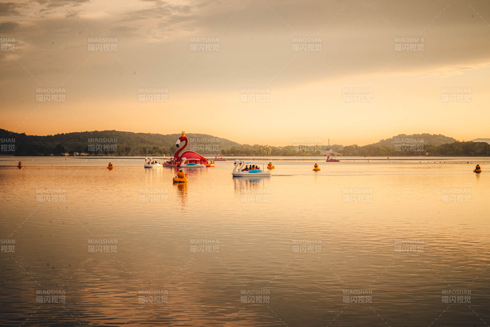 湖上夕陽 歡樂游船