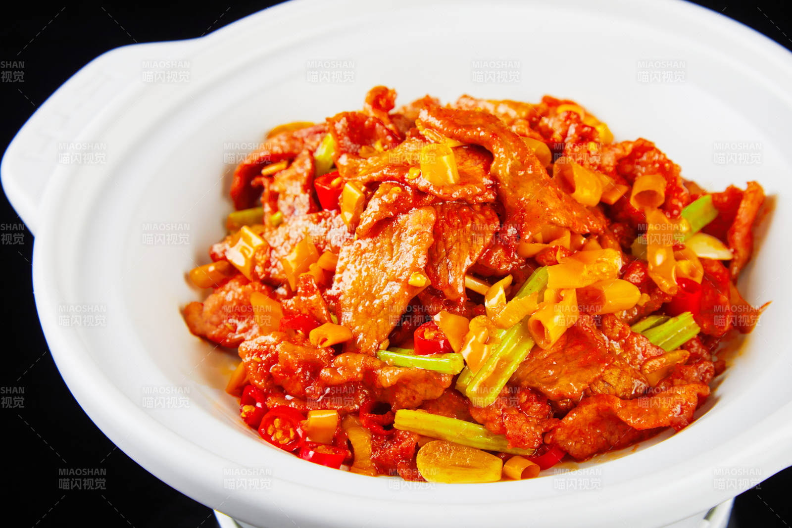 香辣肉片煲