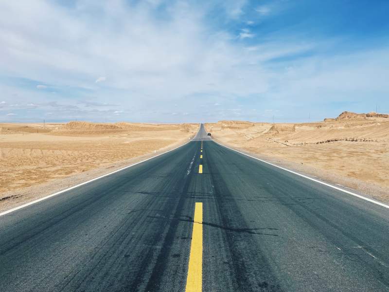 沙漠中的笔直公路