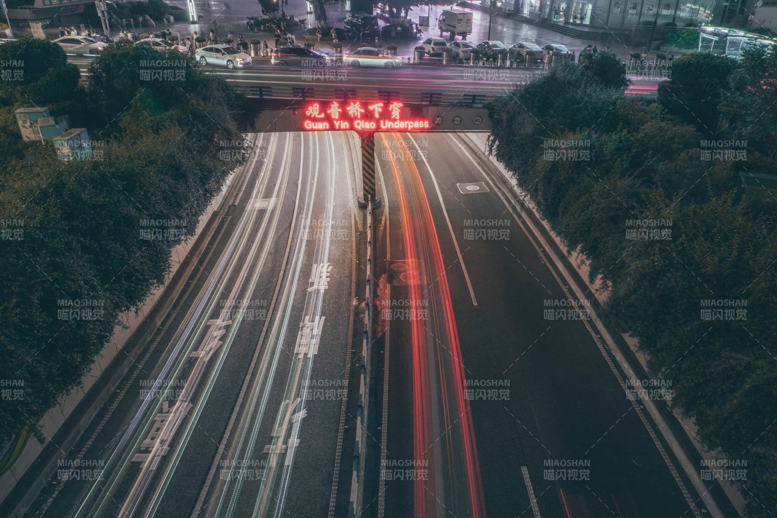 城市夜景高速路流光