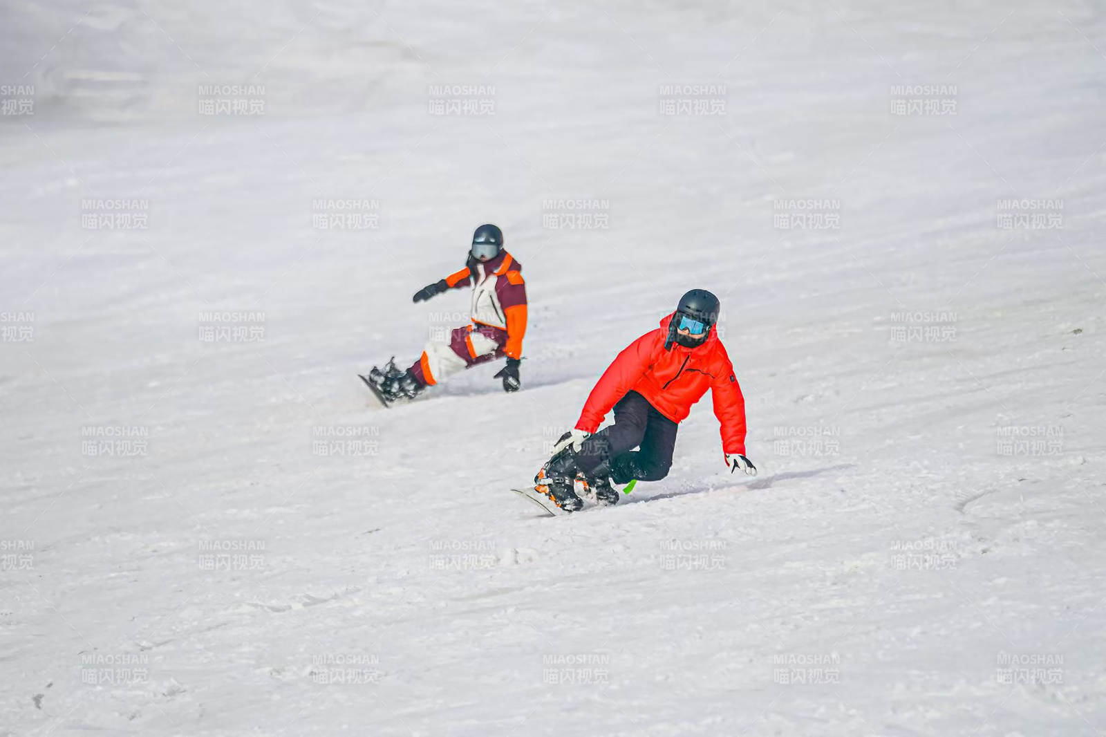 雪地雙人滑雪競技瞬間