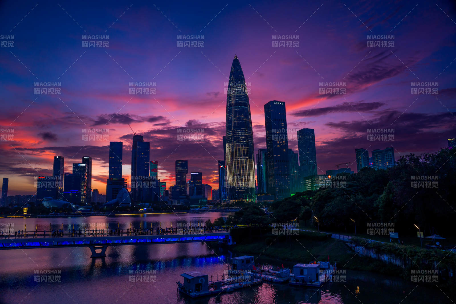 深圳夜景高樓林立霓虹閃爍
