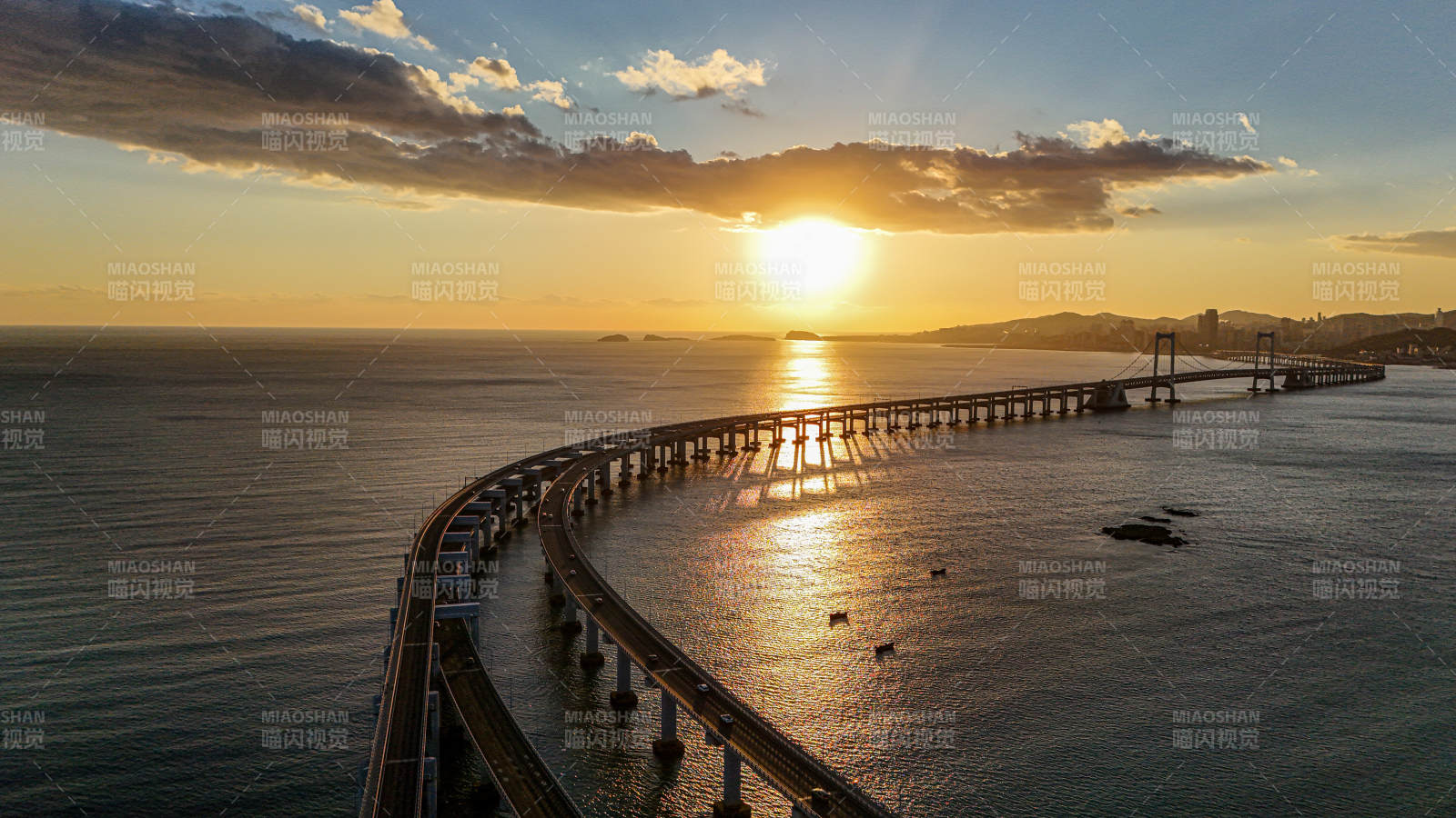 大連跨海大橋日落景色