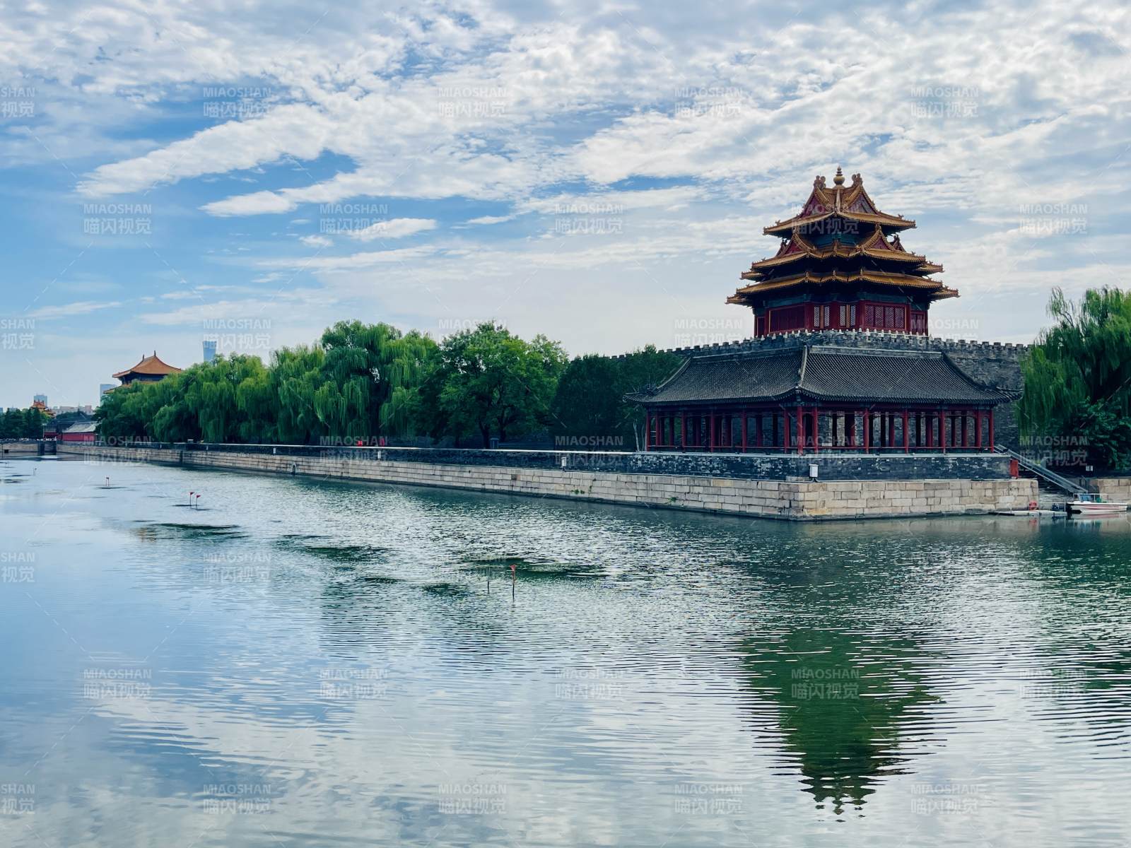 故宮角樓倒映水中景