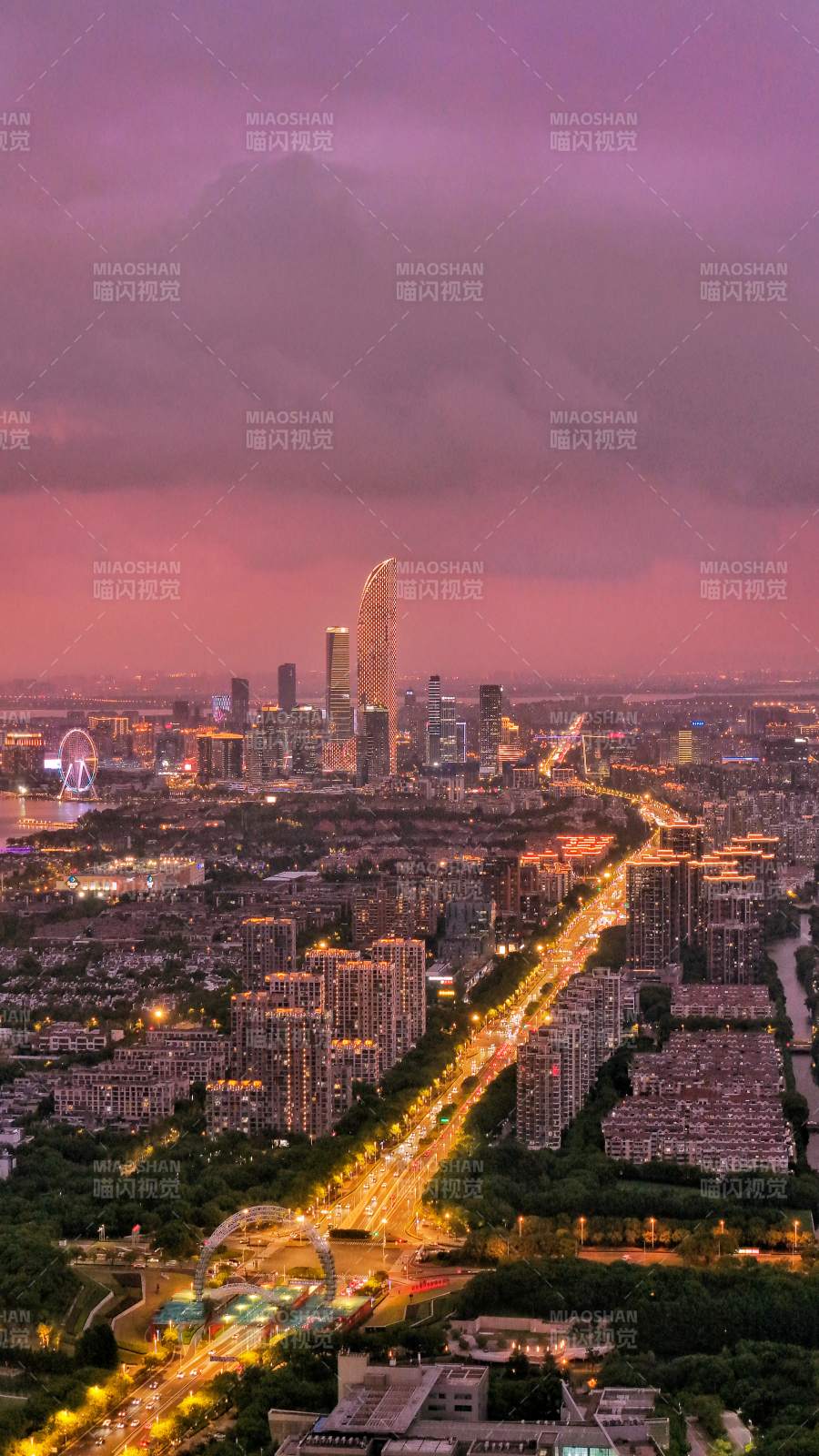 蘇州城市夜景 霓虹閃爍