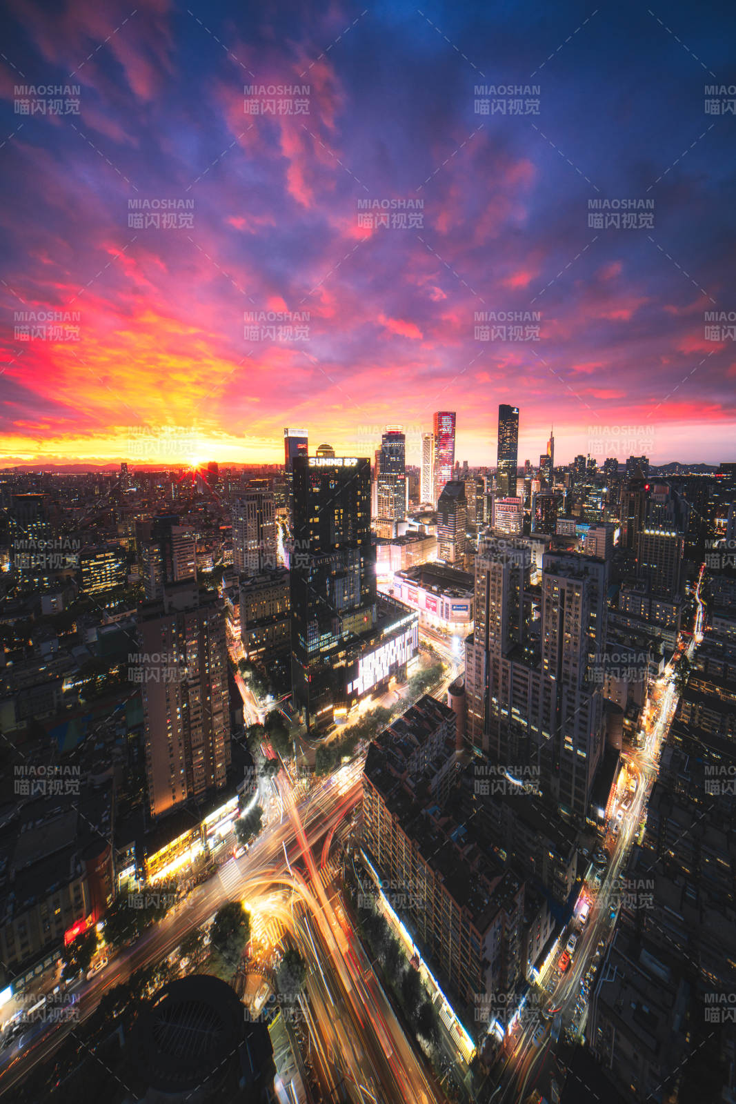 南京城市夜景 霓虹闪烁