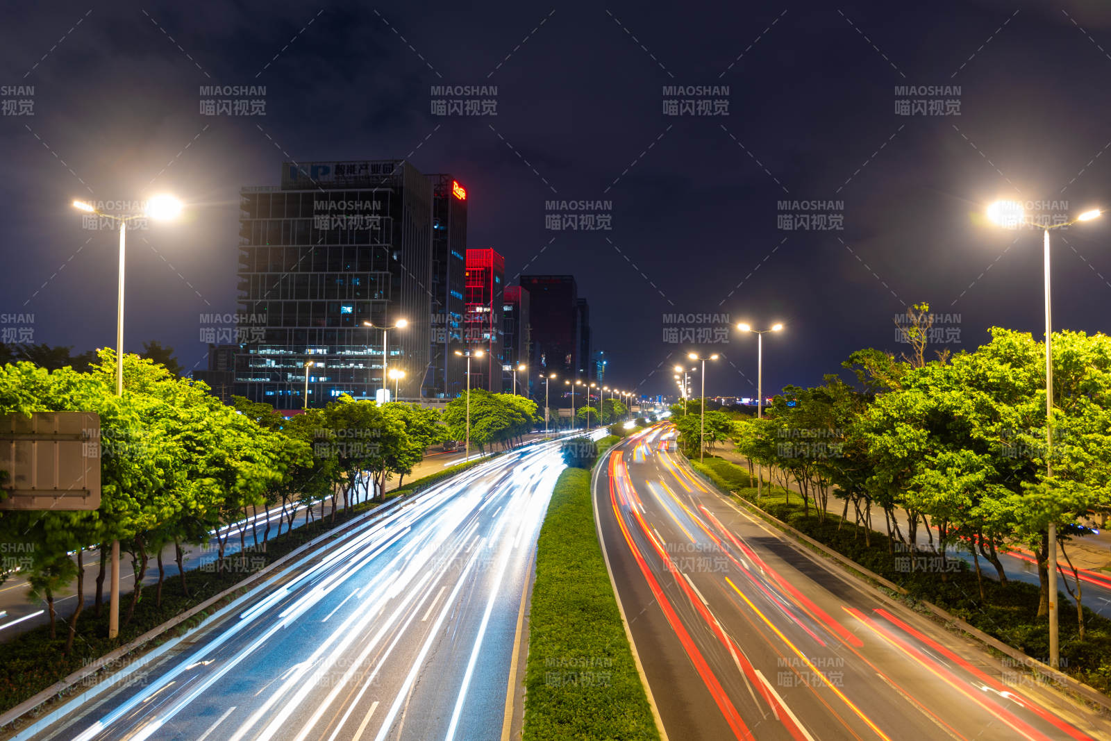 福州夜景高速車流光影