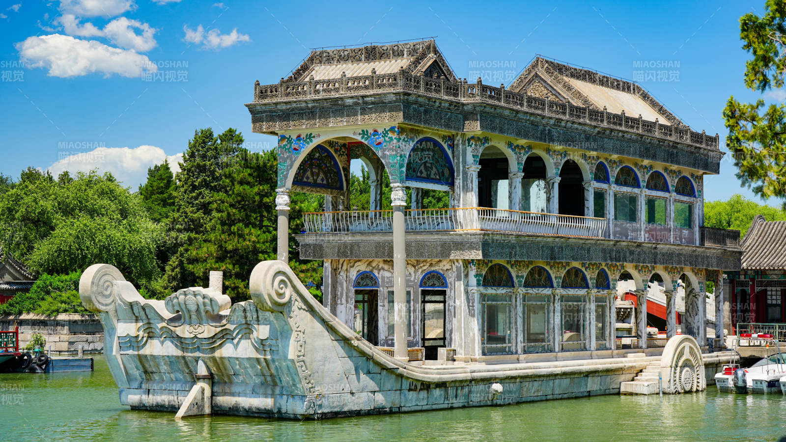 頤和園石舫建筑風光