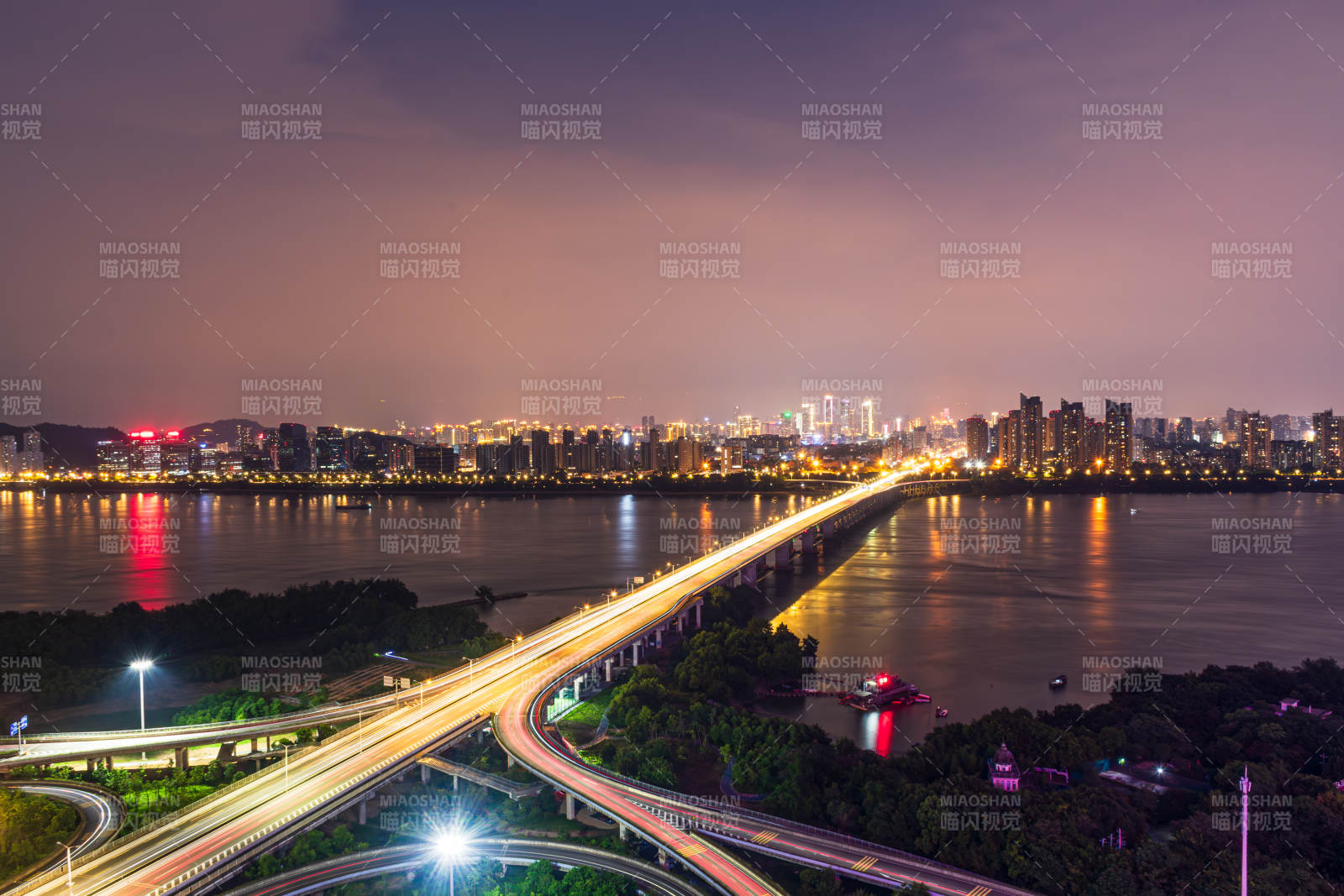 福州城市夜景與橋梁燈火輝煌