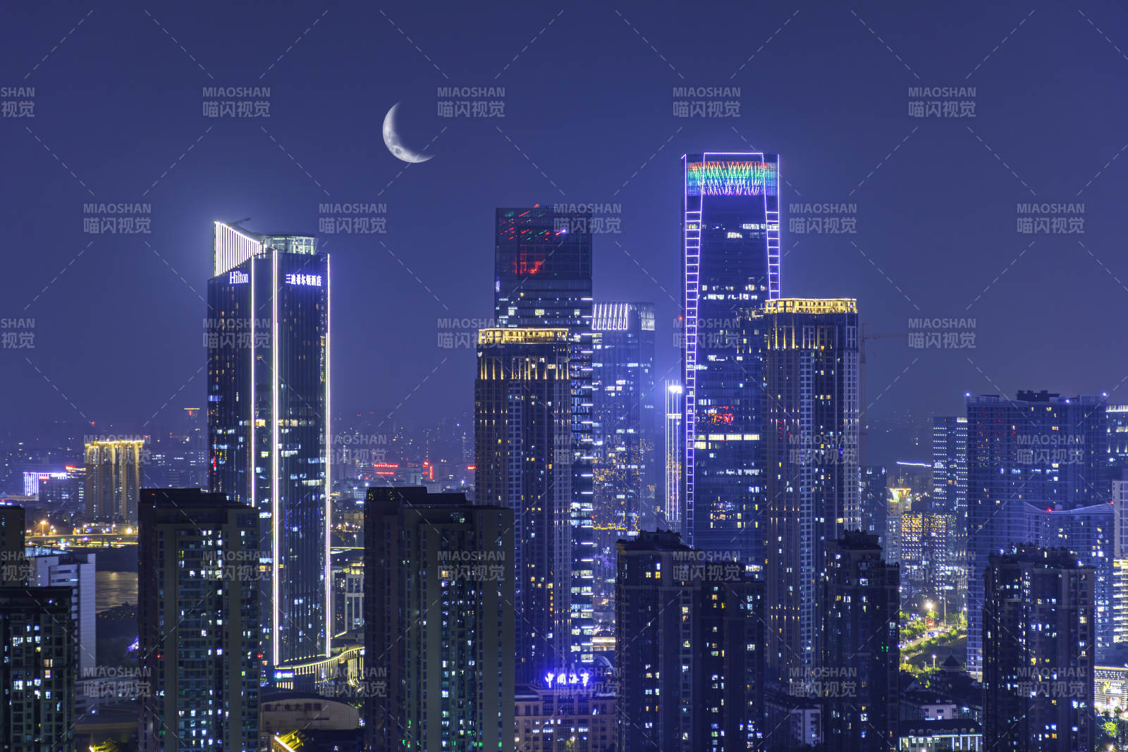 夜幕下的福州城市灯火通明