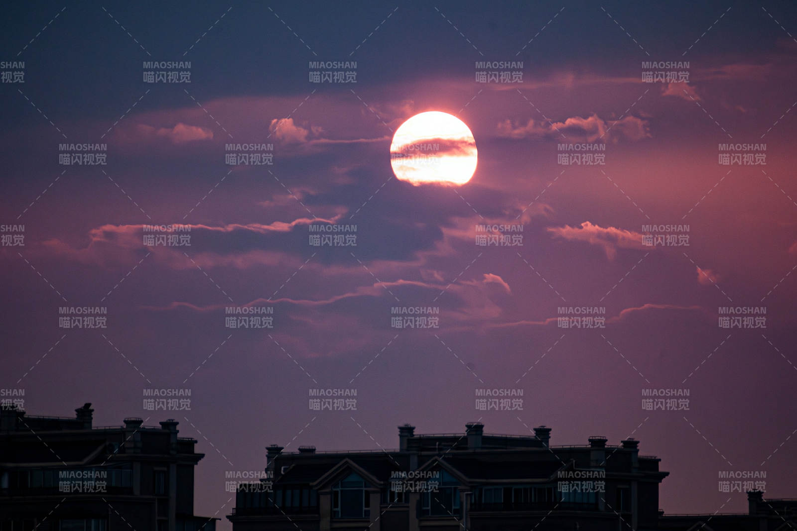 夕陽西下 城市剪影
