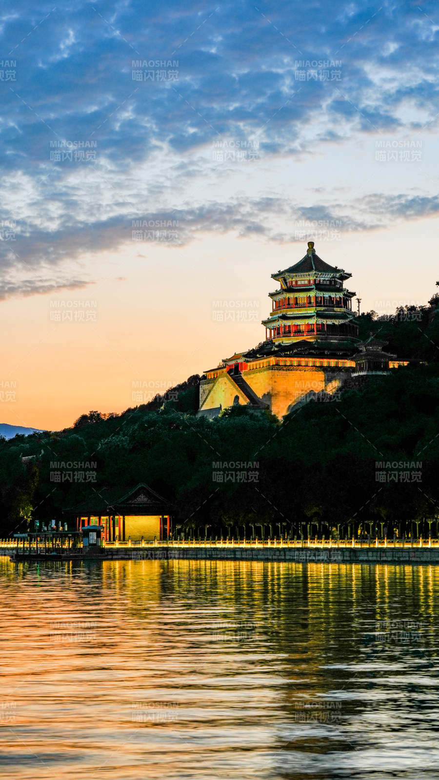 頤和園佛香閣夕陽美景
