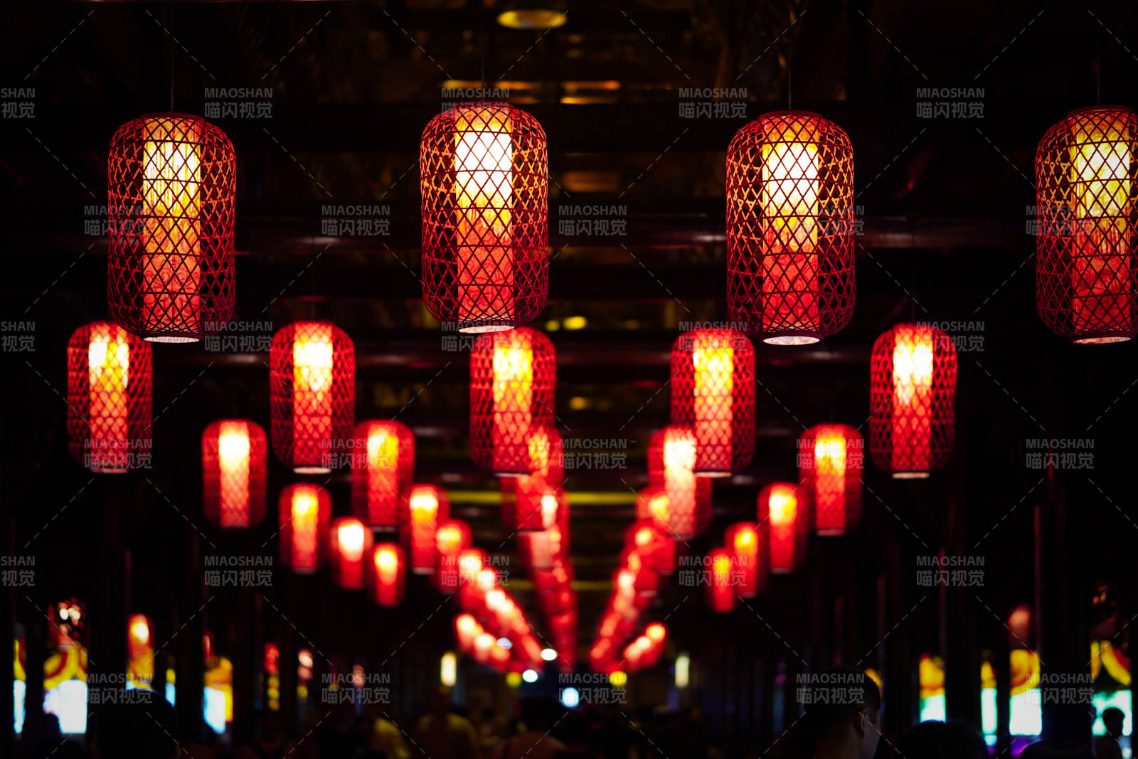 夜市紅燈籠 燈火輝煌 恩施宣恩夜景