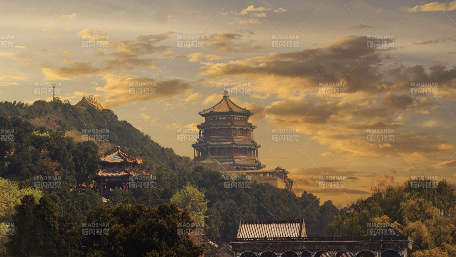 頤和園佛香閣夕陽(yáng)景致