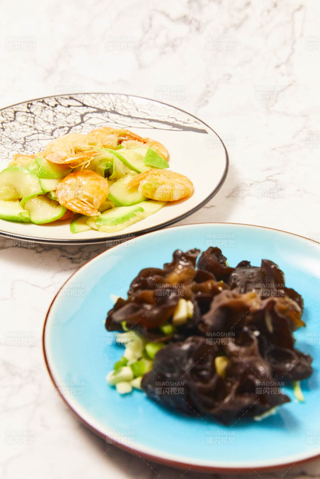 蝦仁炒西葫蘆與木耳小菜