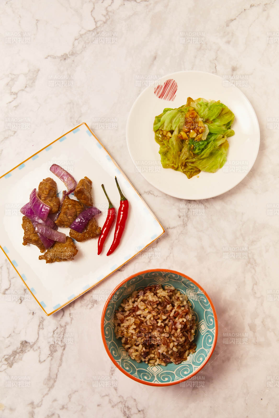 中式美食 牛肉 包心菜 雜糧飯