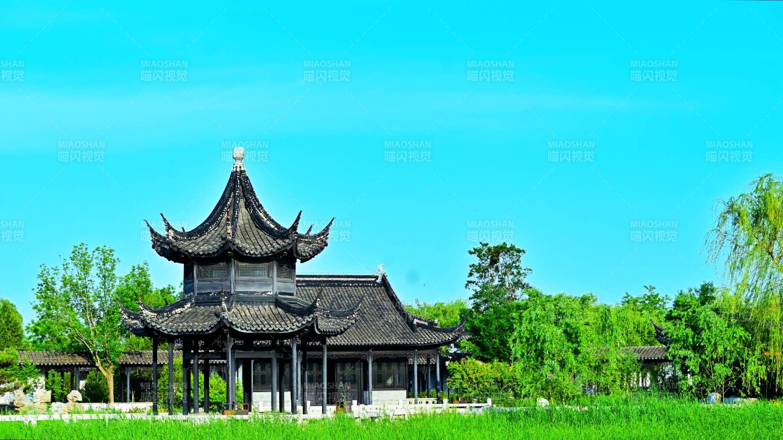 邢臺(tái)園博園春意盎然的古建筑