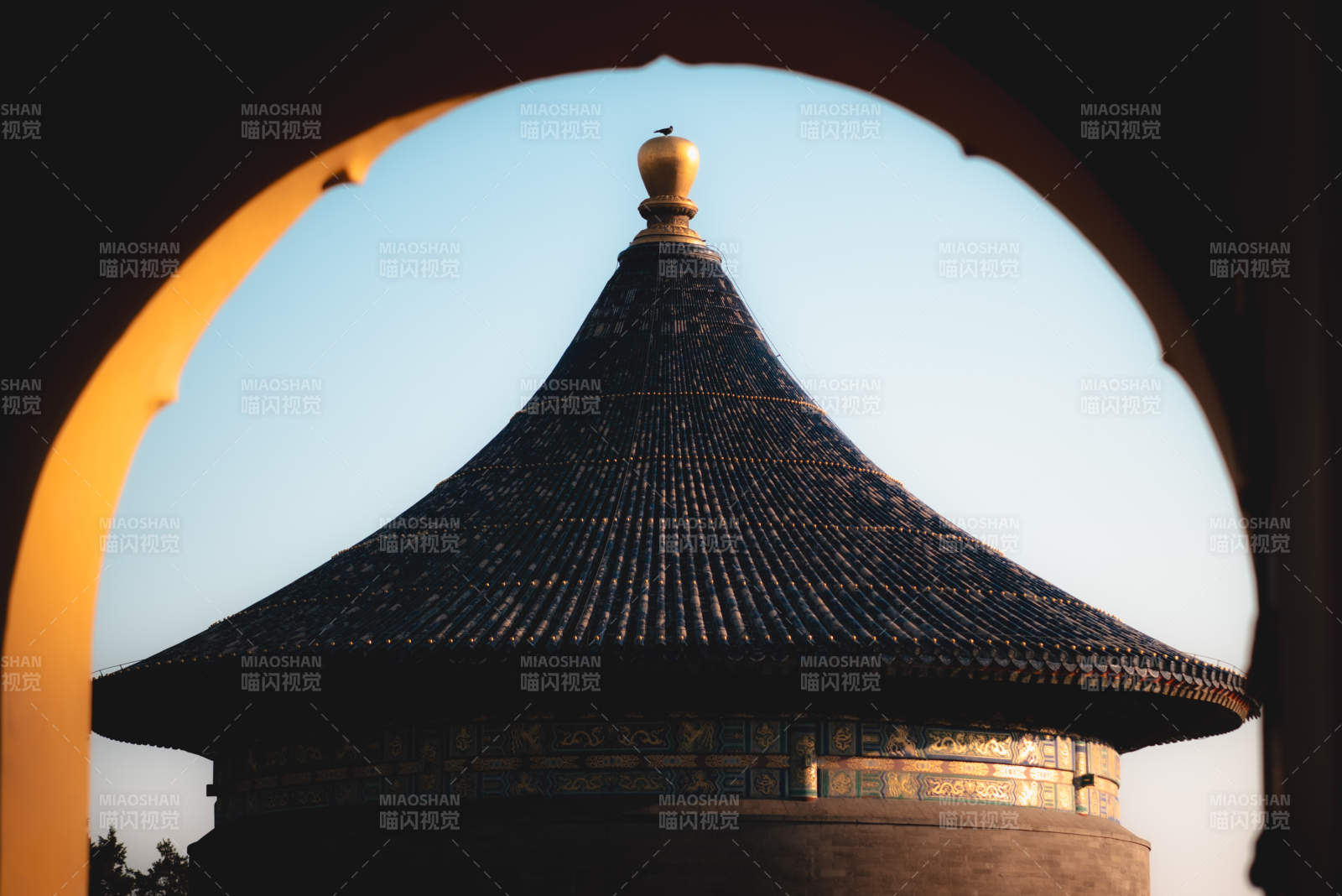 天壇古塔剪影 夕陽映照