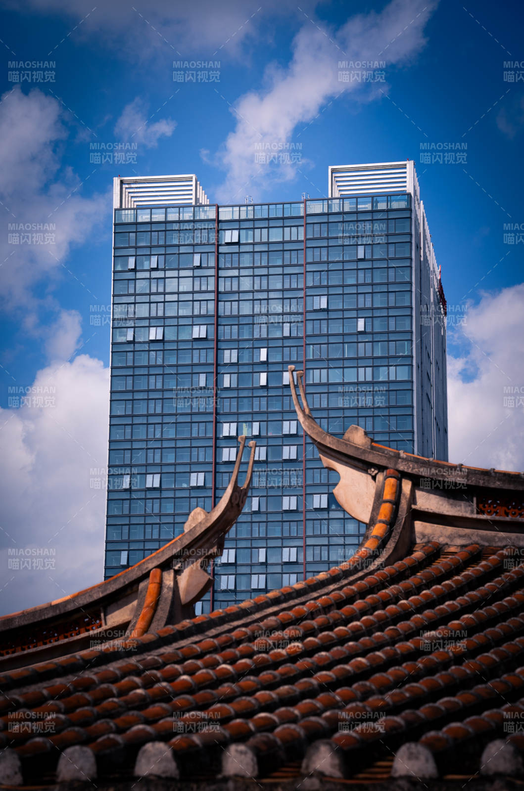 古建筑與現代高樓對比