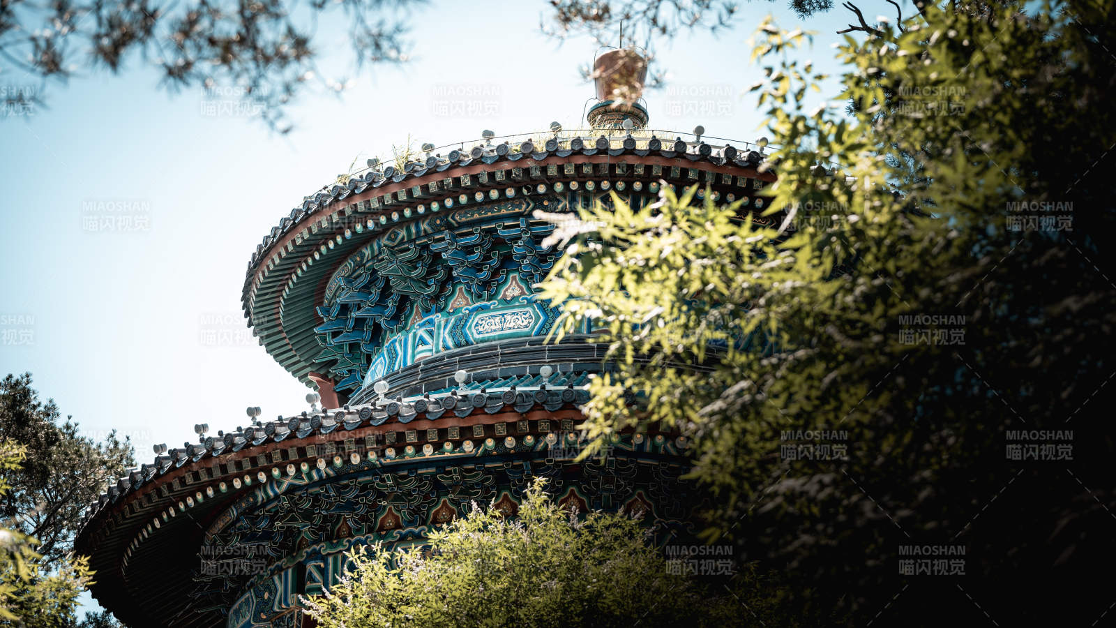 景山公園古塔綠蔭映藍天