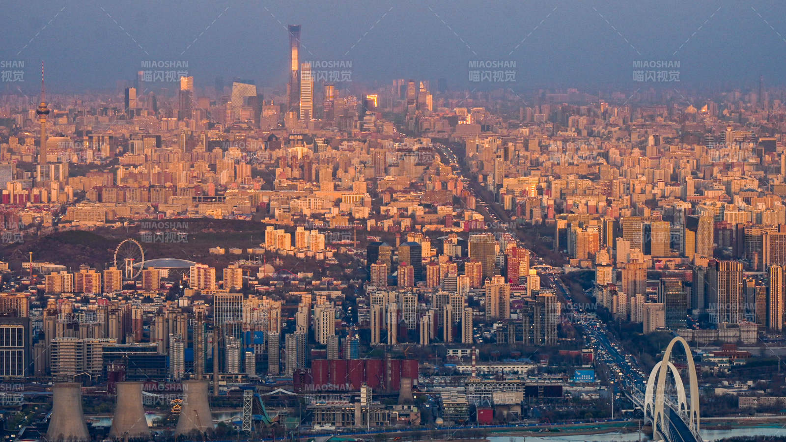 北京城市黃昏全景圖