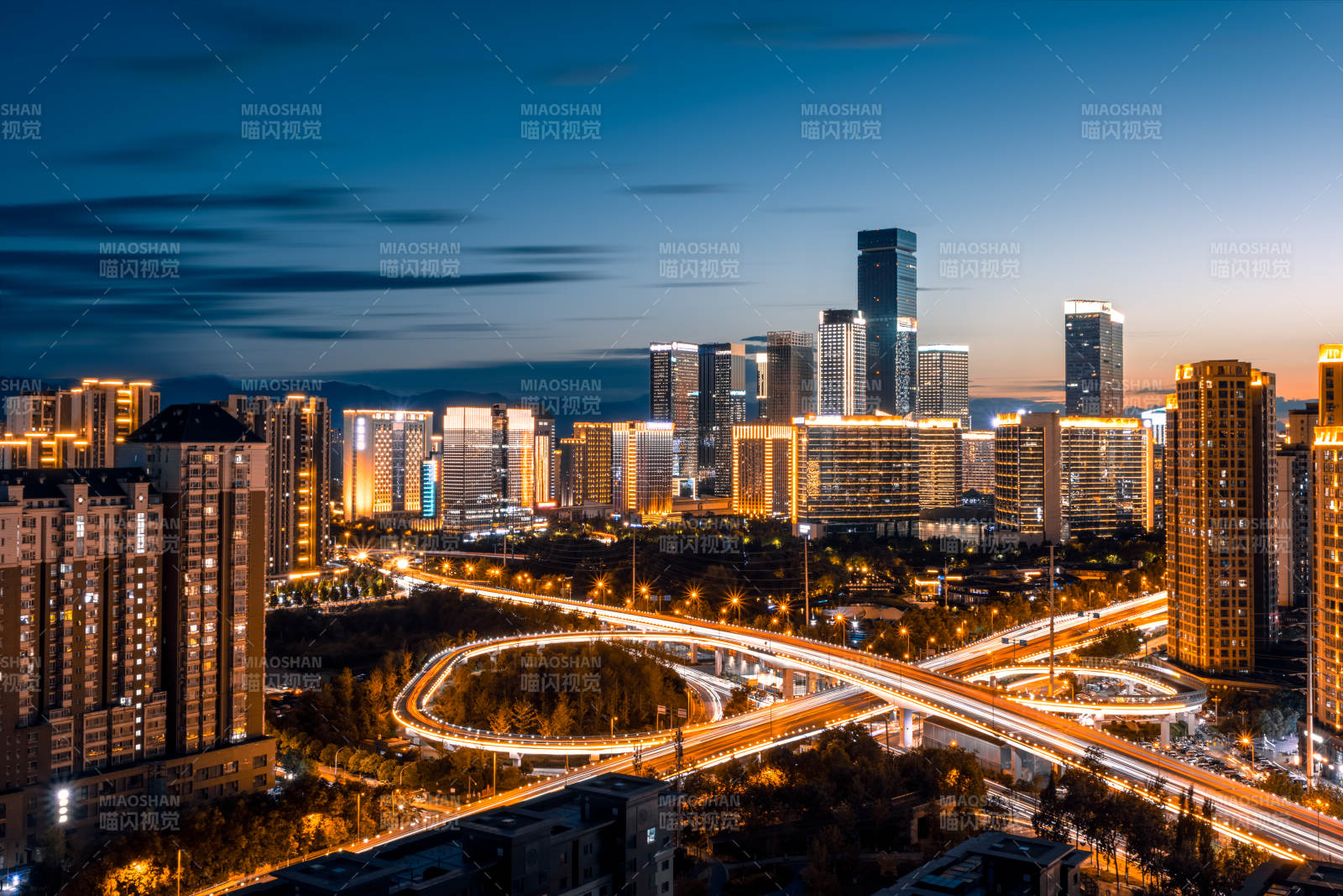 城市夜景 燈火輝煌的都市-西安國瑞