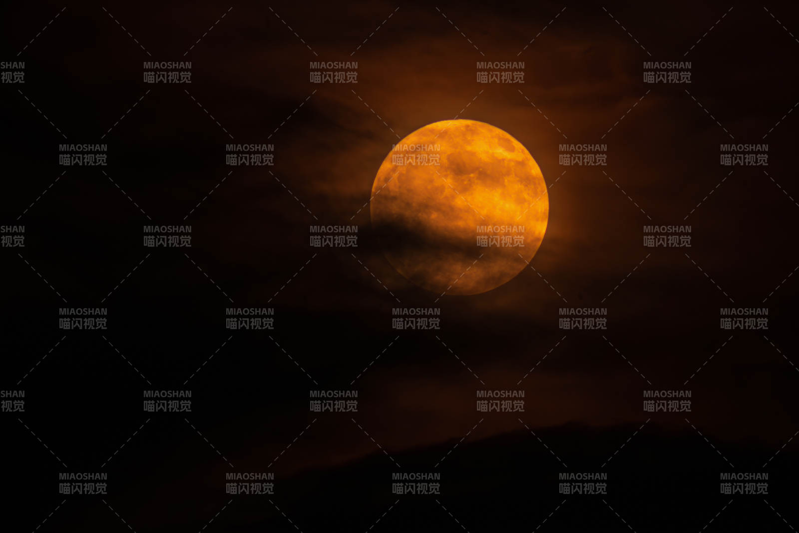 橙色滿月映夜空