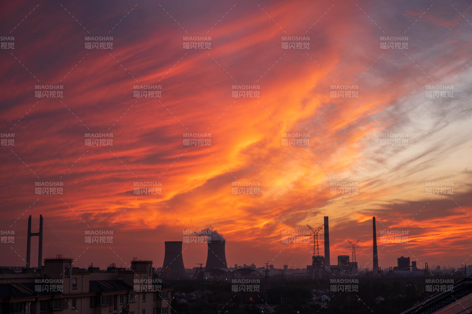 工業區的夕陽美景