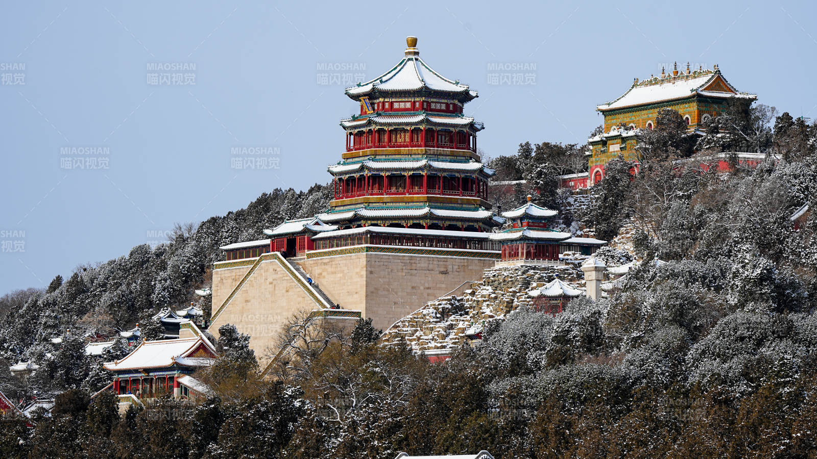 雪后頤和園佛香閣景色