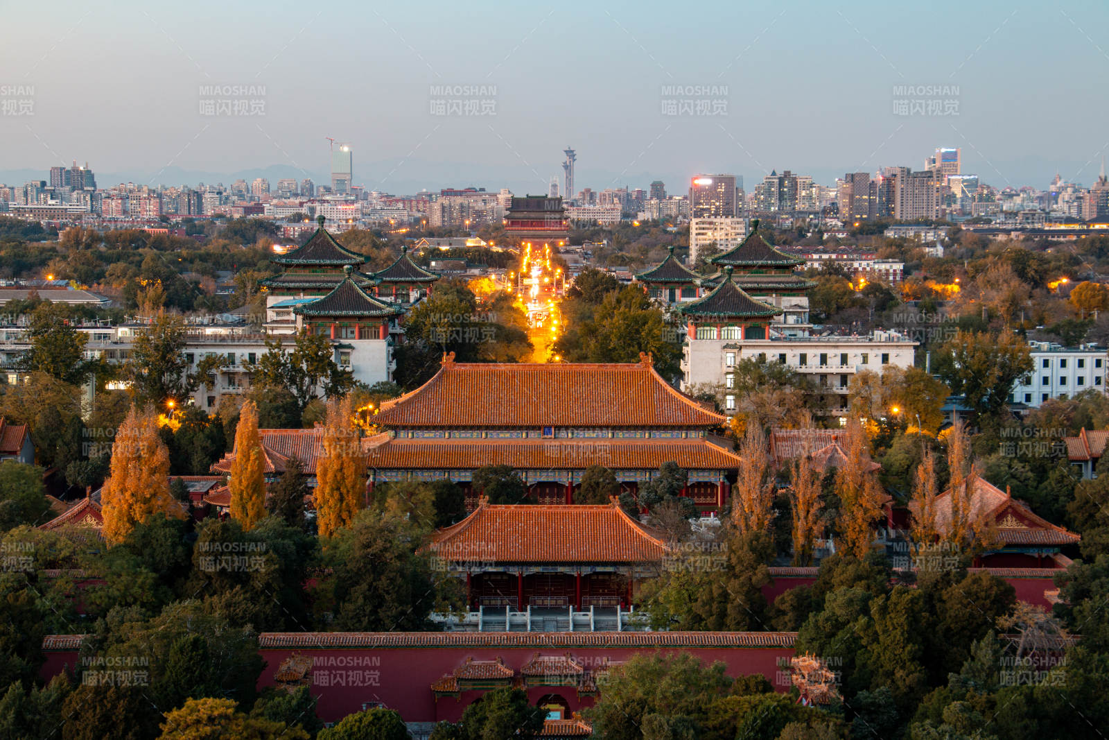 景山公園黃昏景色