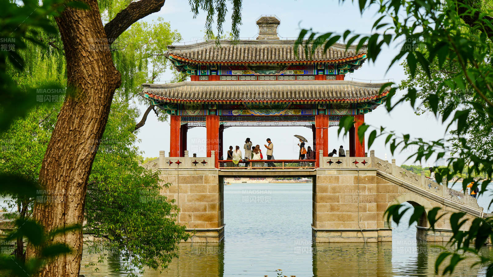 頤和園豳風(fēng)橋綠樹成蔭
