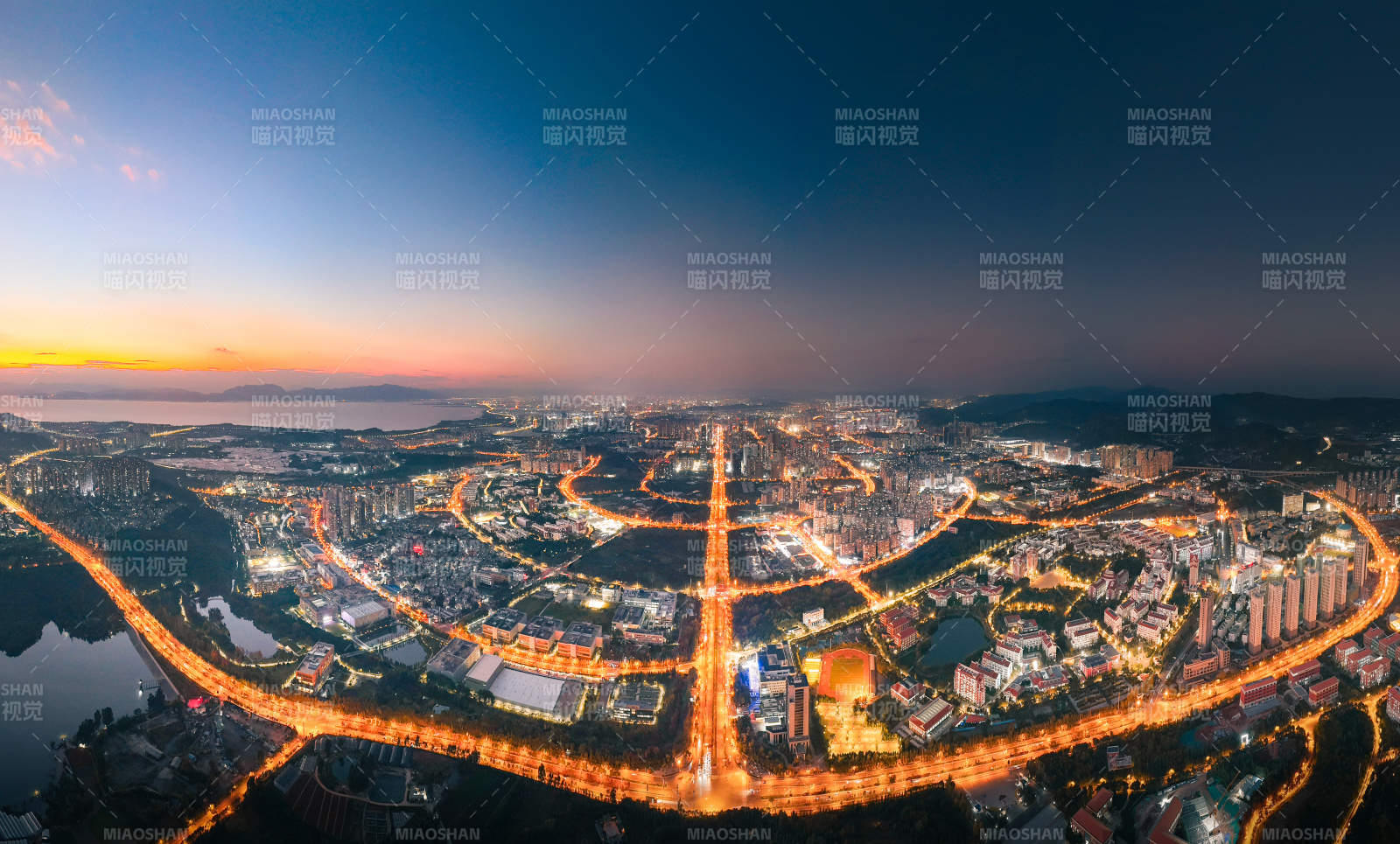 昆明呈貢城市夜景 燈火輝煌