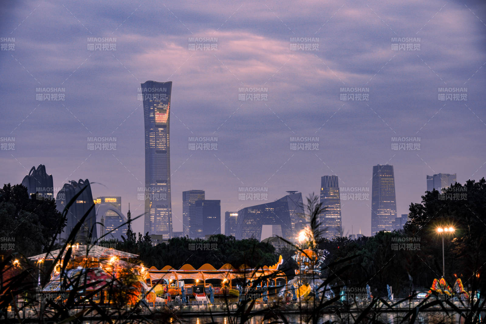 北京夜景與公園燈火