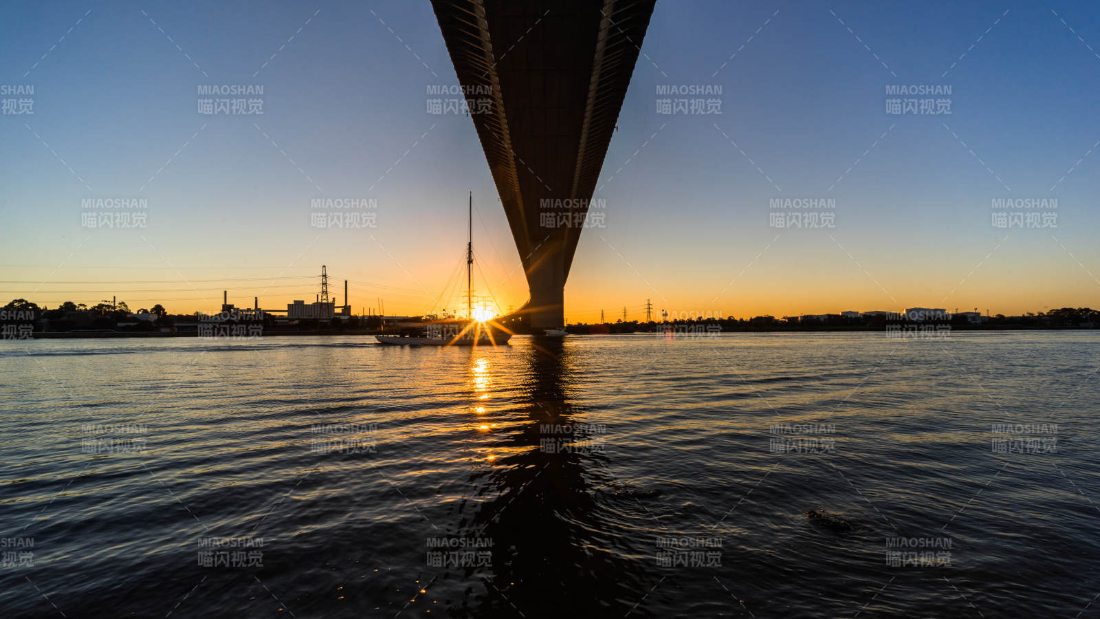 橋下夕陽映水景