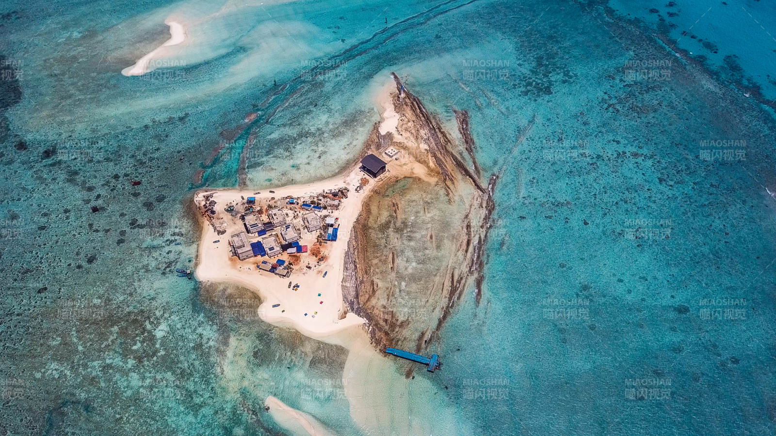 西沙群島海島建設航拍圖