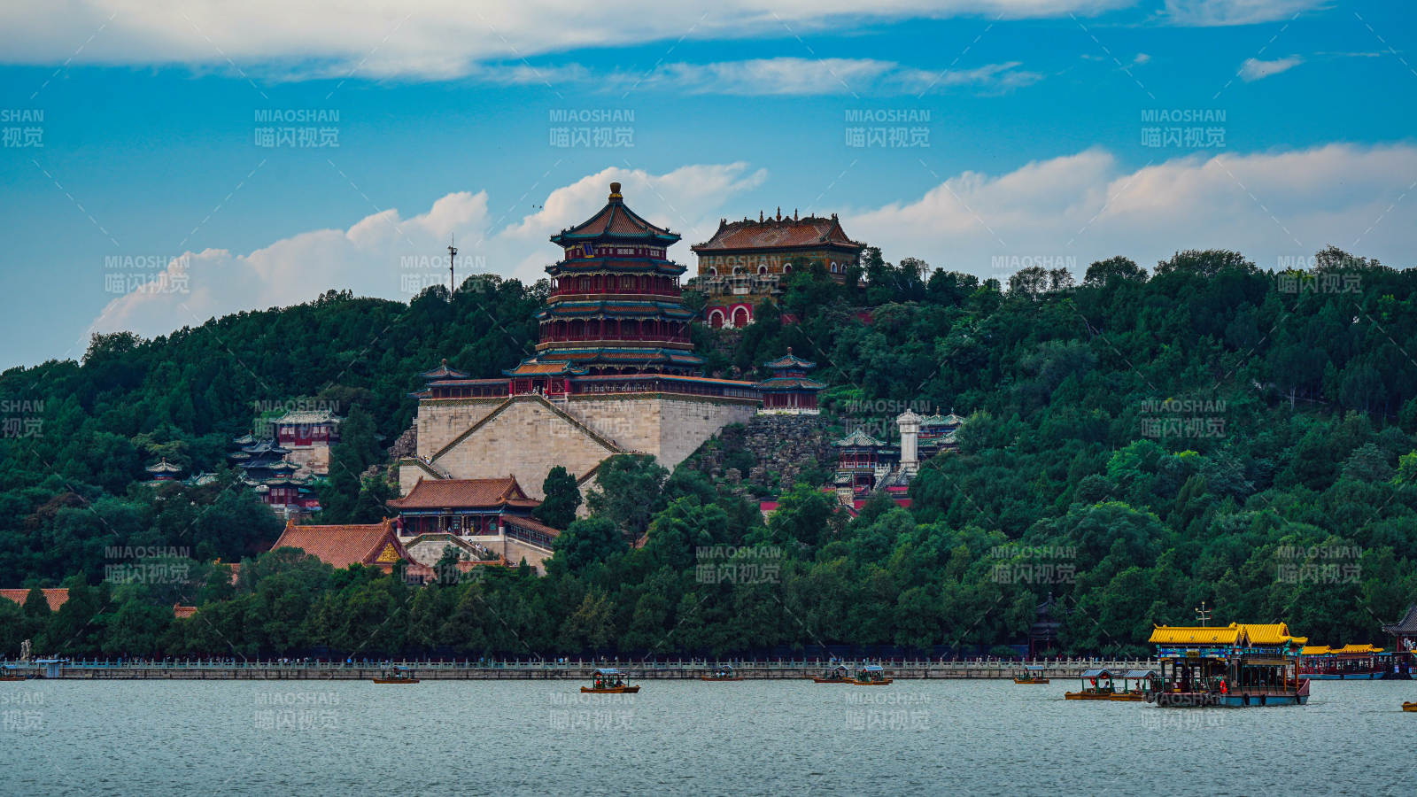 北京頤和園山水風光圖