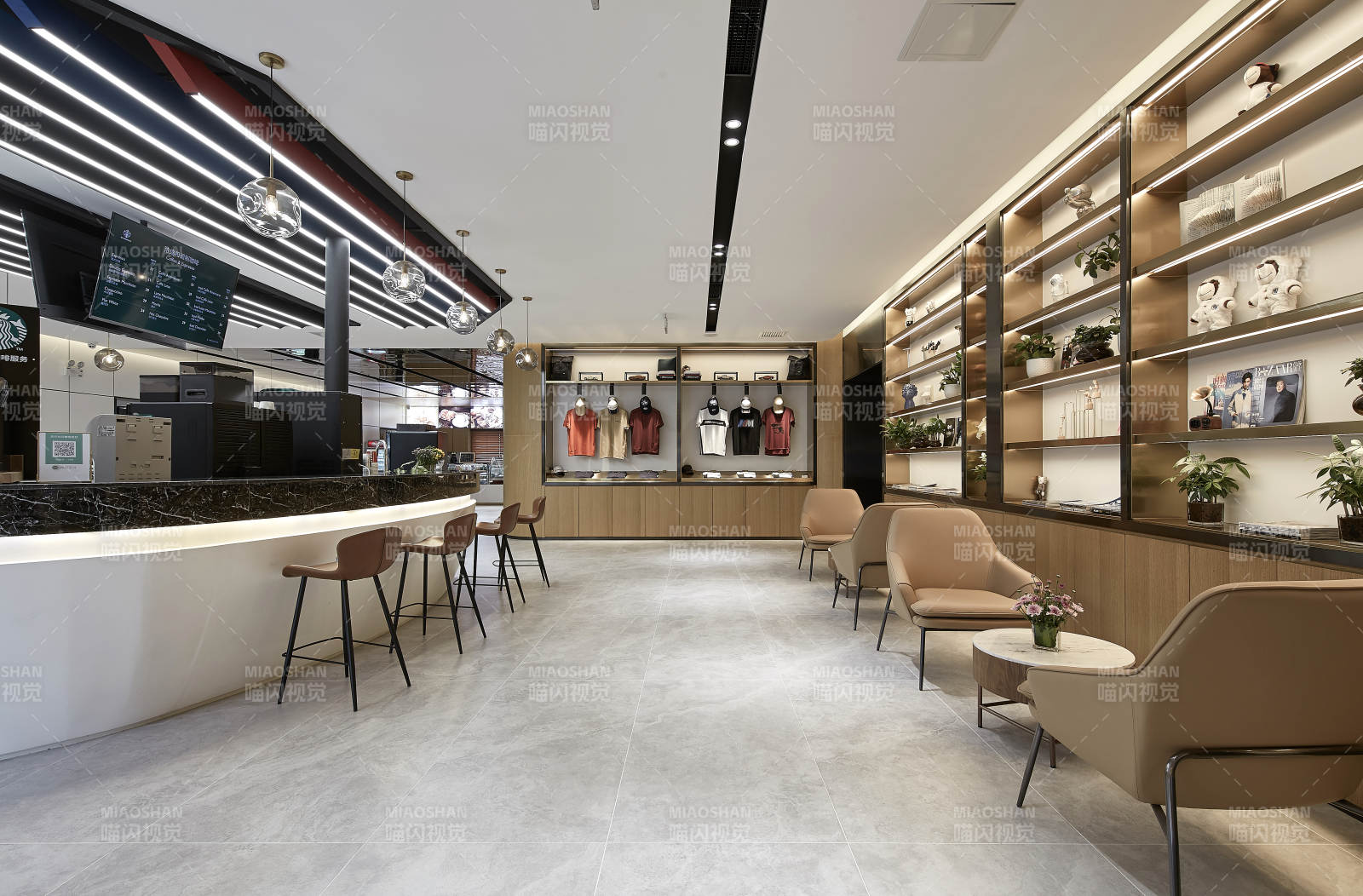 現代簡約咖啡店內部設計