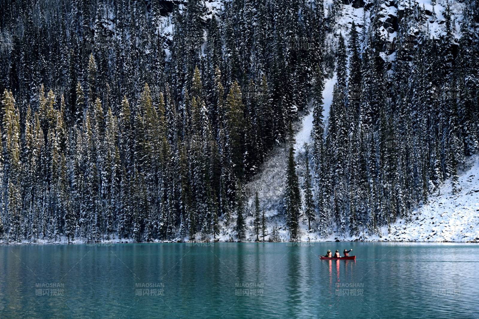 冬日湖畔雪景寧靜