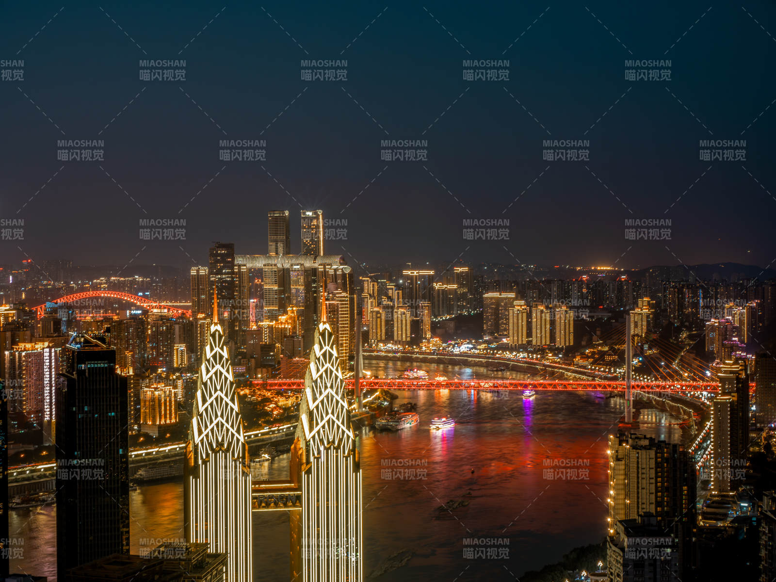 重慶夜景璀璨的城市風(fēng)光