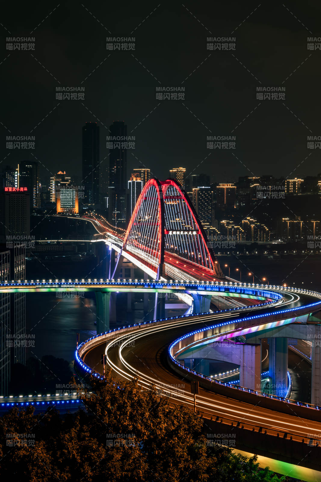  重慶菜園壩長江大橋夜景
