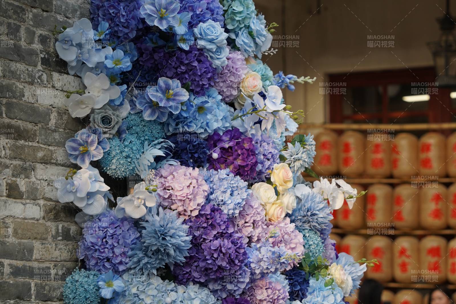 藍色花墻裝飾藝術展示