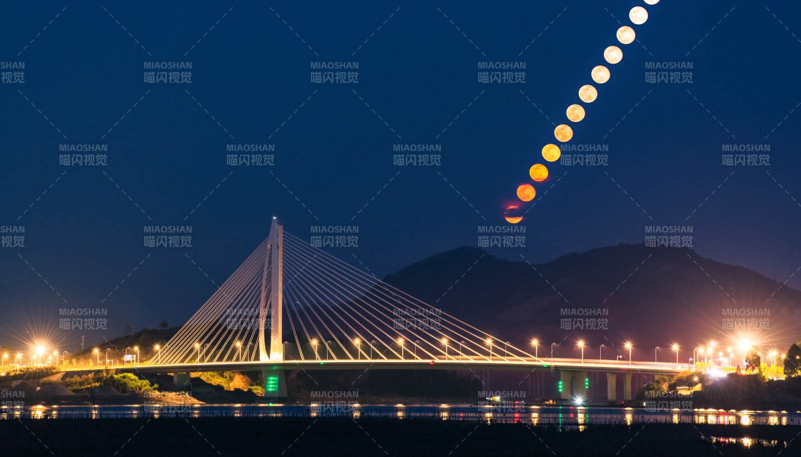 福鼎月食橋影夜景圖