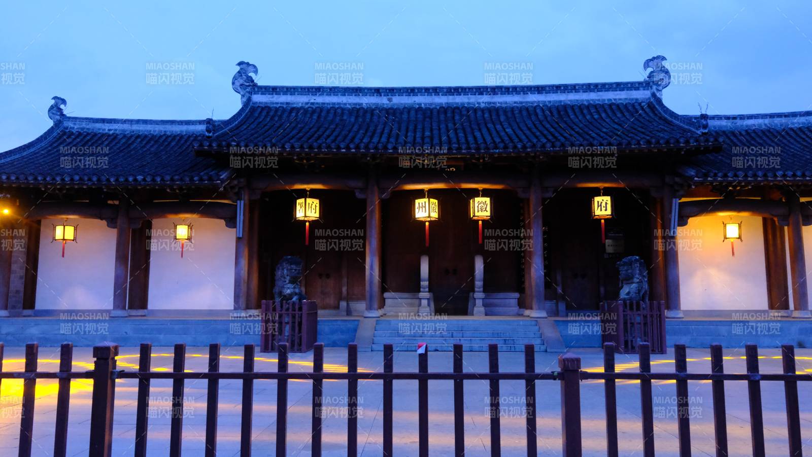 徽州歙縣徽州古城古建筑夜景