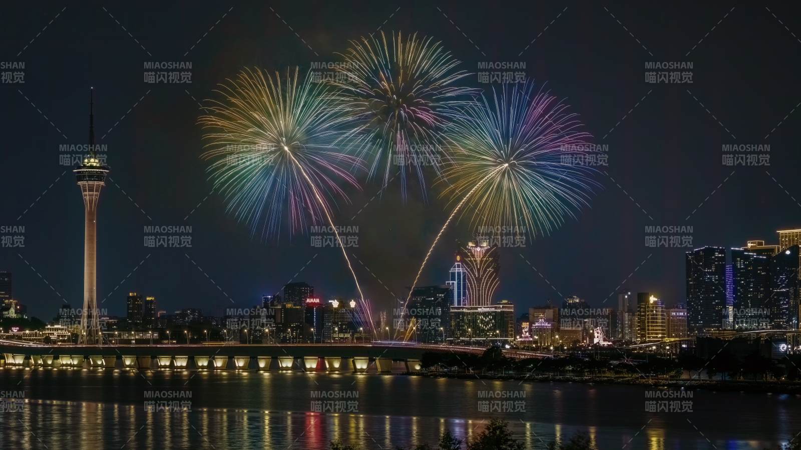 澳門夜空煙花璀璨綻放