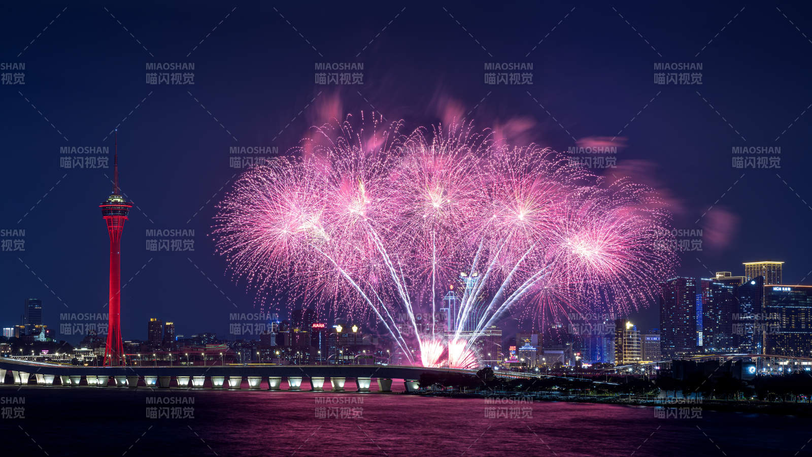 澳門煙花綻放夜景