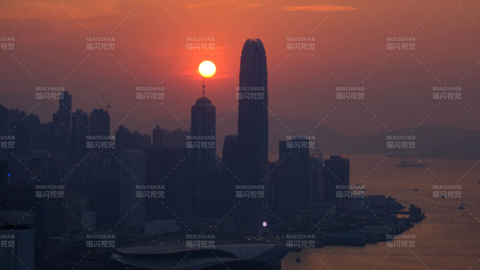 香港維多利亞灣落日