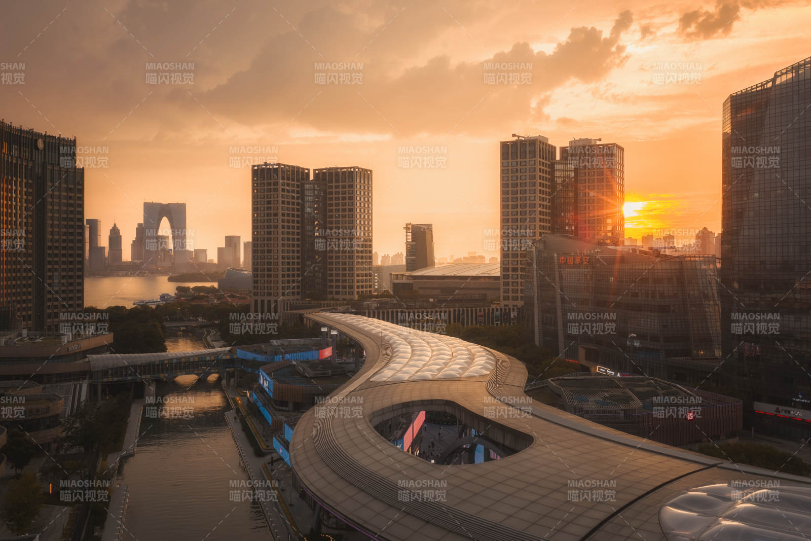 蘇州城市日落天際線