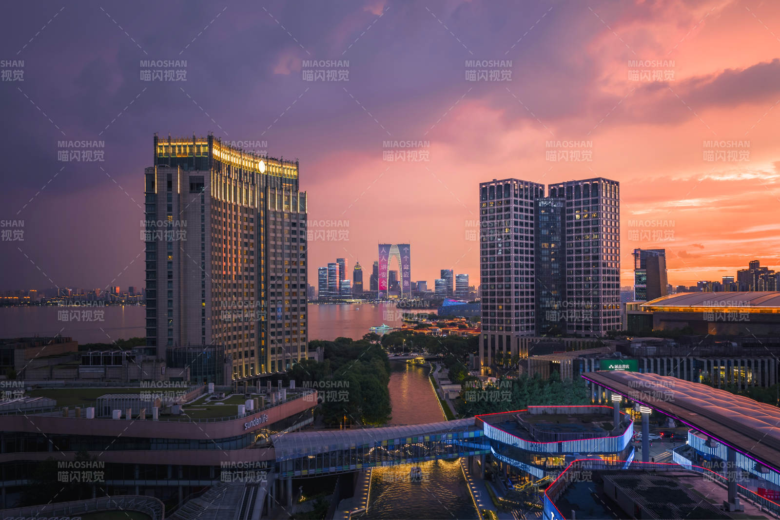 蘇州城市暮色美景