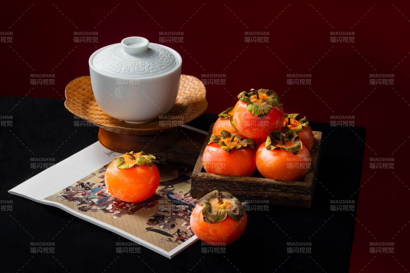柿子與茶具靜物